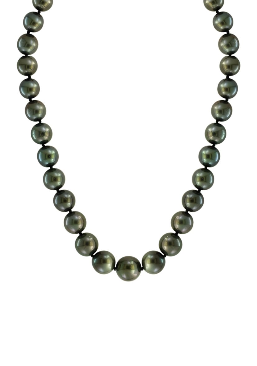 Black Tahitian Pearl Necklace in 14K White Gold