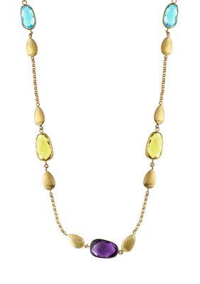 Effy 13.6 Ct. T.w. Amethyst, Blue Topaz And Lemon Quartz Necklace In 14K Yellow Gold, 16 In -  0617892588402