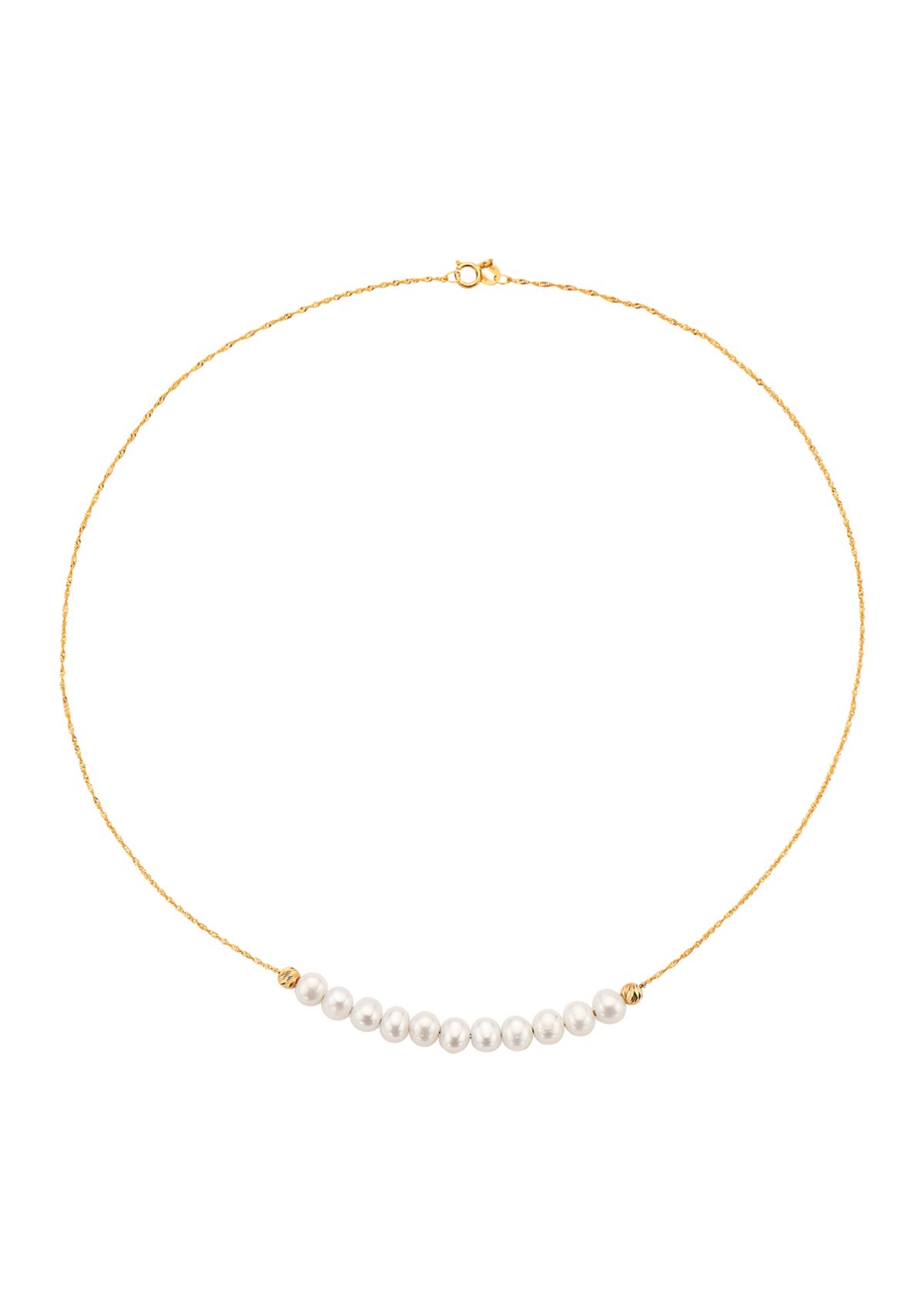 14K Yellow Gold 5.5 Millimeter Freshwater Pearl Necklace 