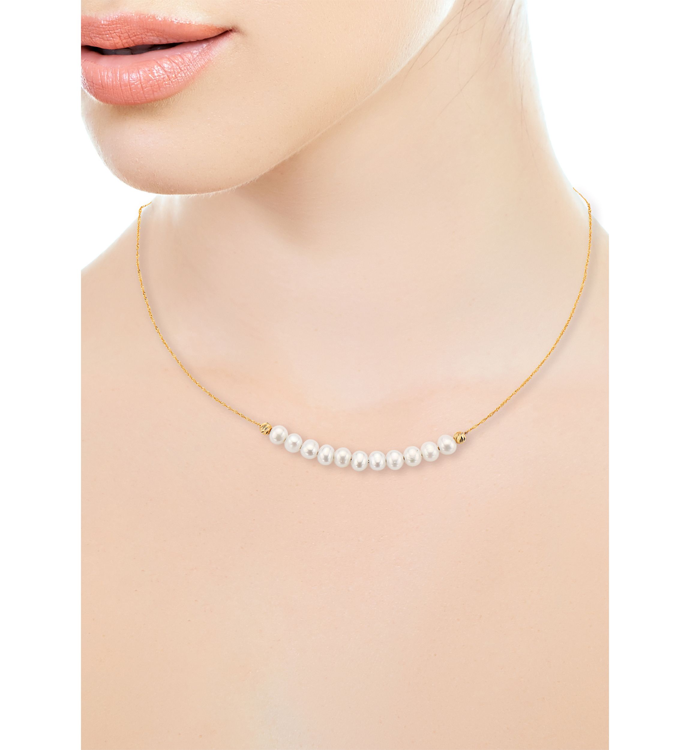 14K Yellow Gold 5.5 Millimeter Freshwater Pearl Necklace 
