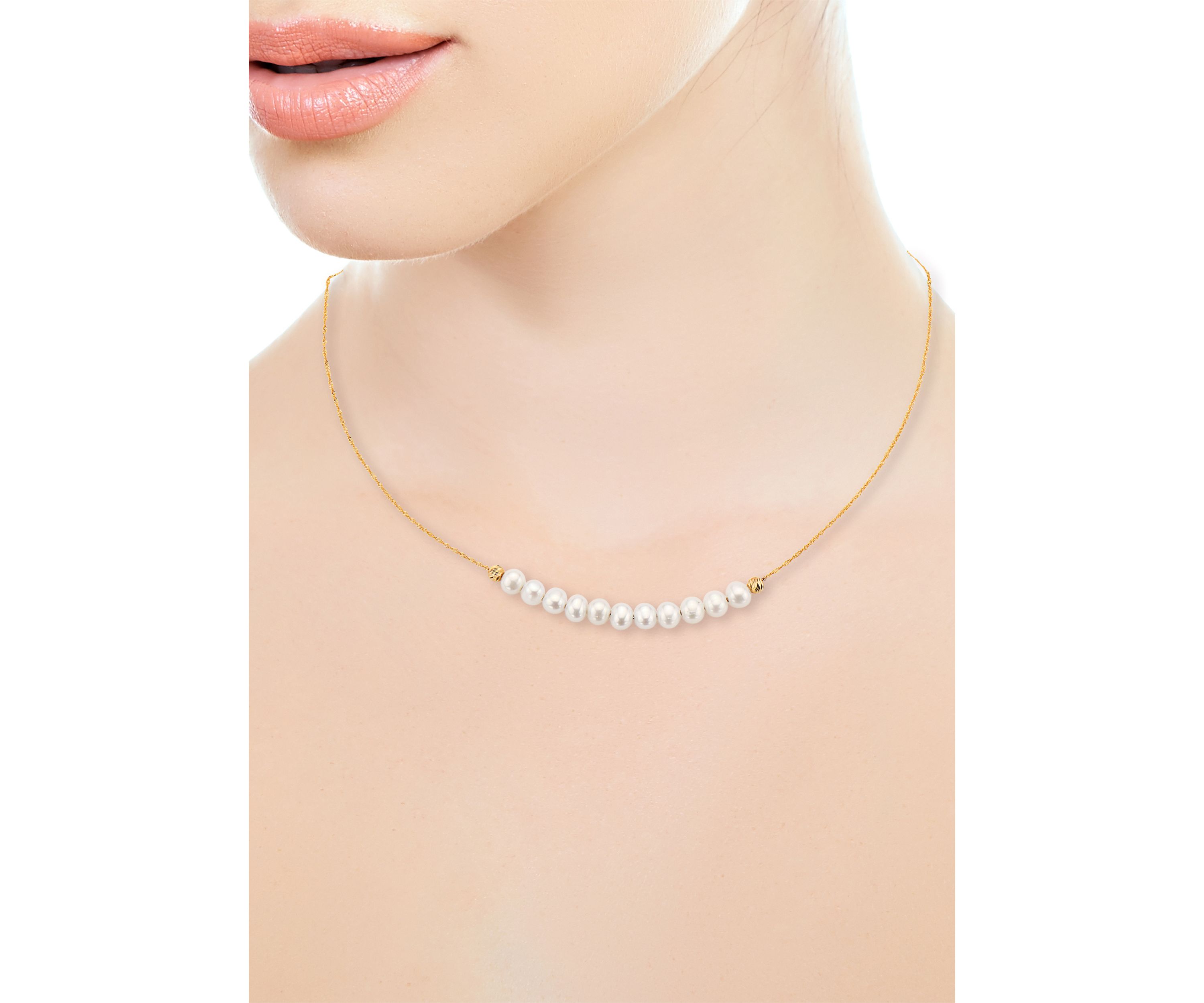 14K Yellow Gold 5.5 Millimeter Freshwater Pearl Necklace 