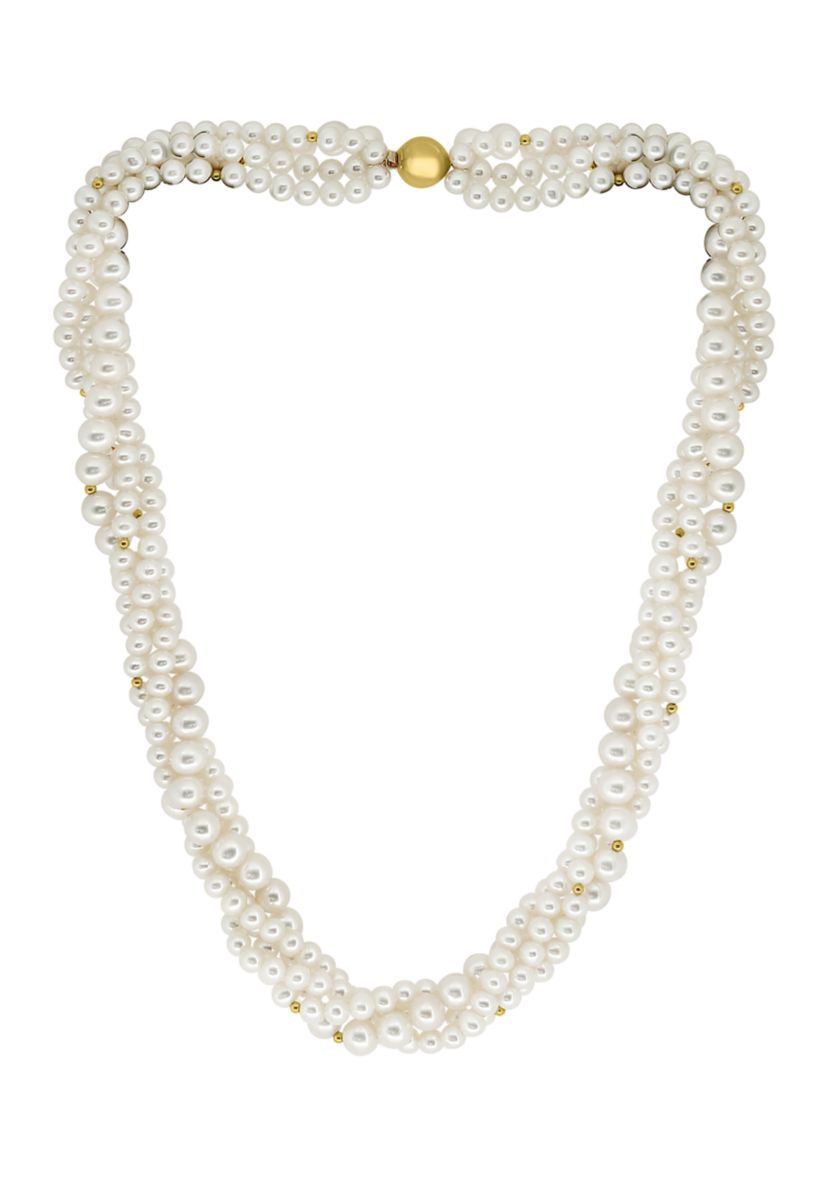 14K Yellow Gold 18" 4-6 Millimeter Freshwater Pearl Necklace