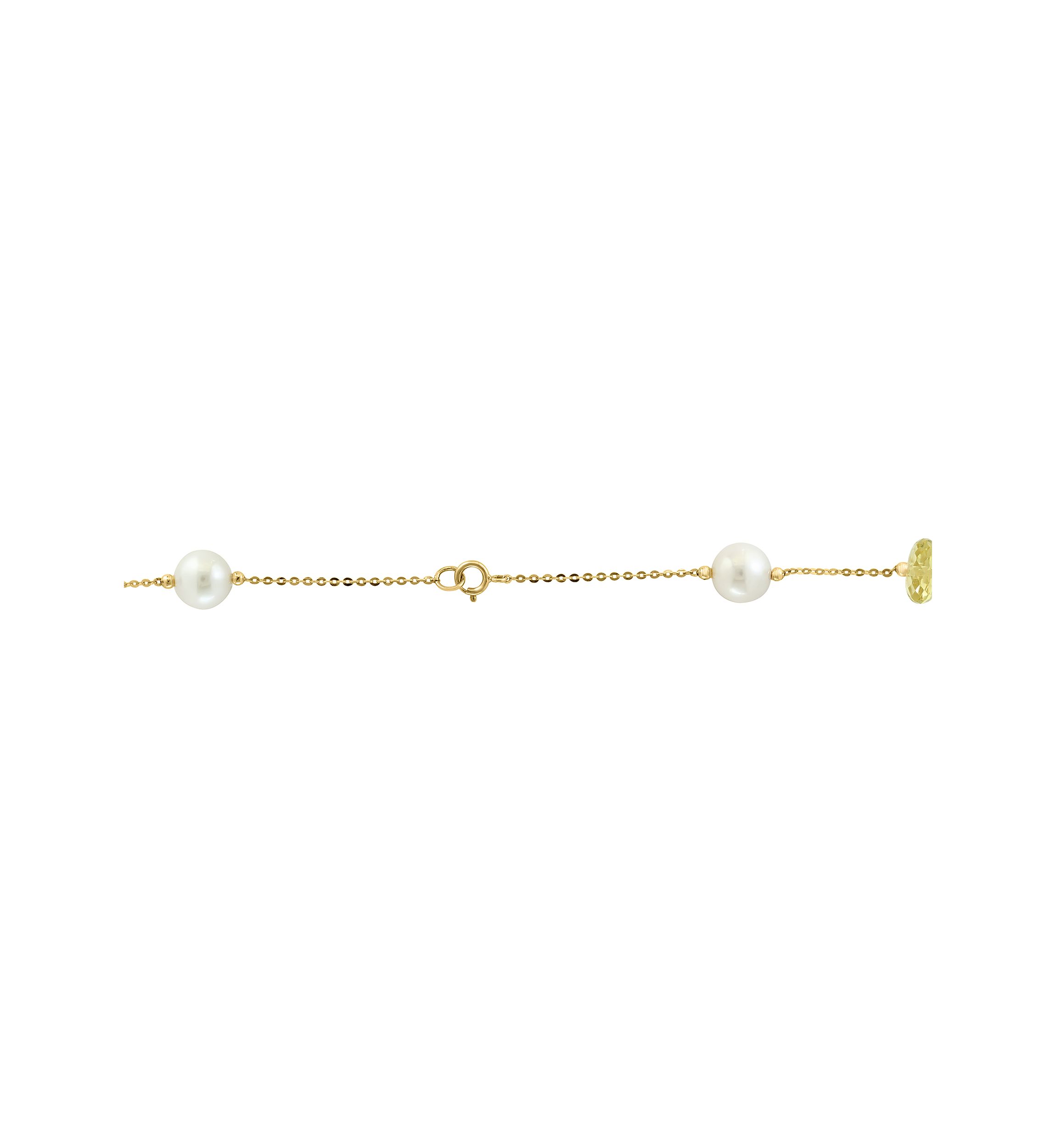 Amethyst, Green Amethyst, Lemon Quartz, Rose Quartz and Freshwater Pearl Necklace in 14K Yellow Gold