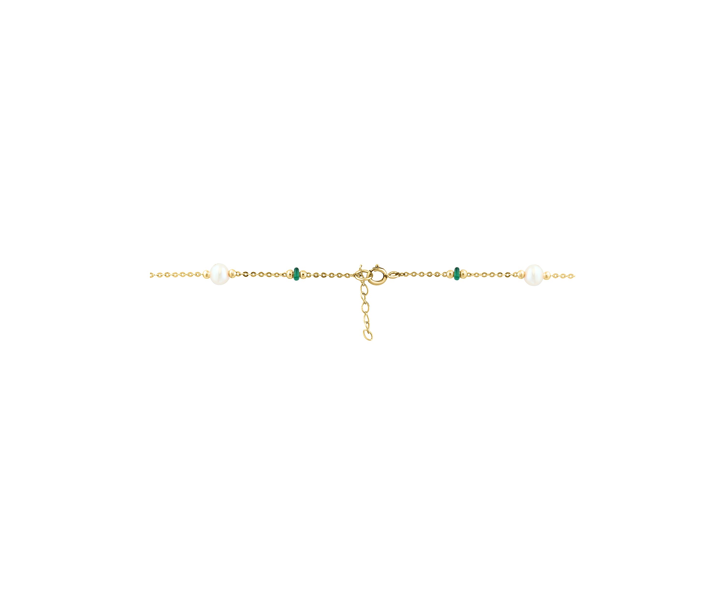 14K Yellow Gold Emerald, Freshwater Pearl Necklace