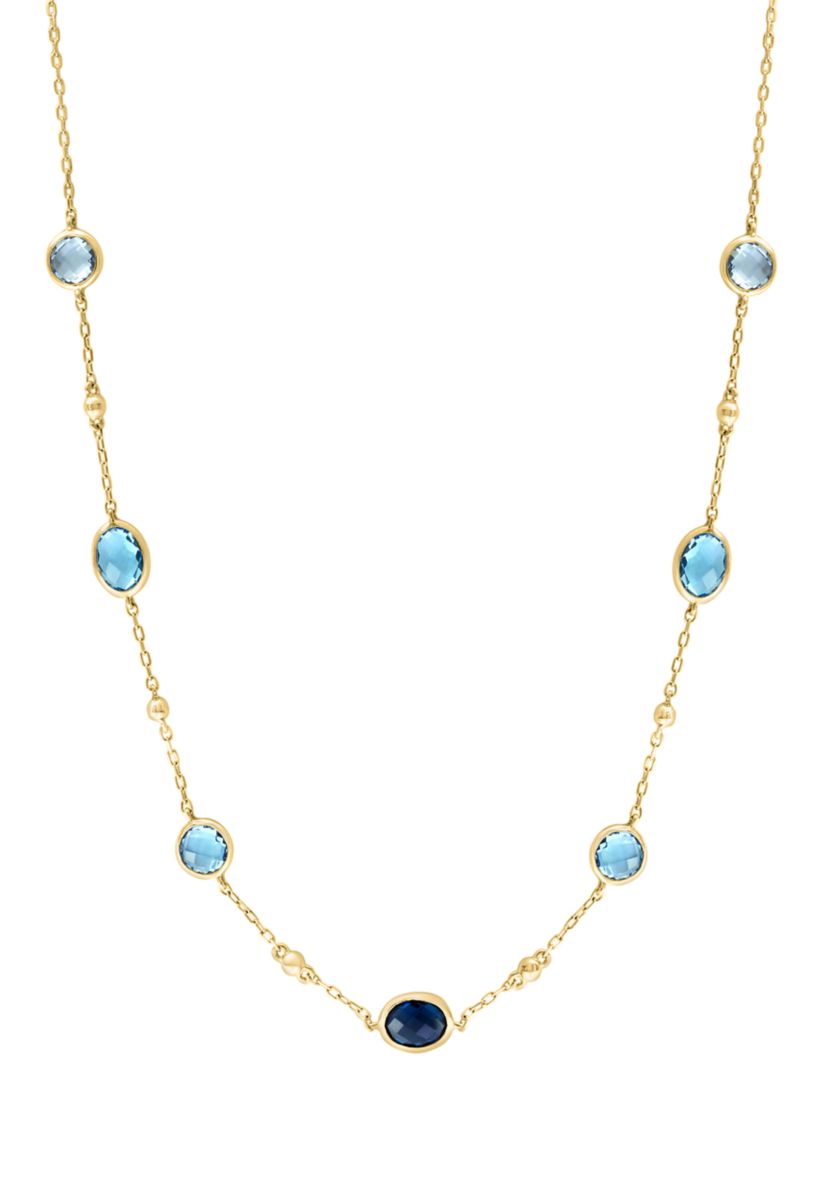 Blue Topaz, London Blue Topaz Necklace in 14K Yellow Gold