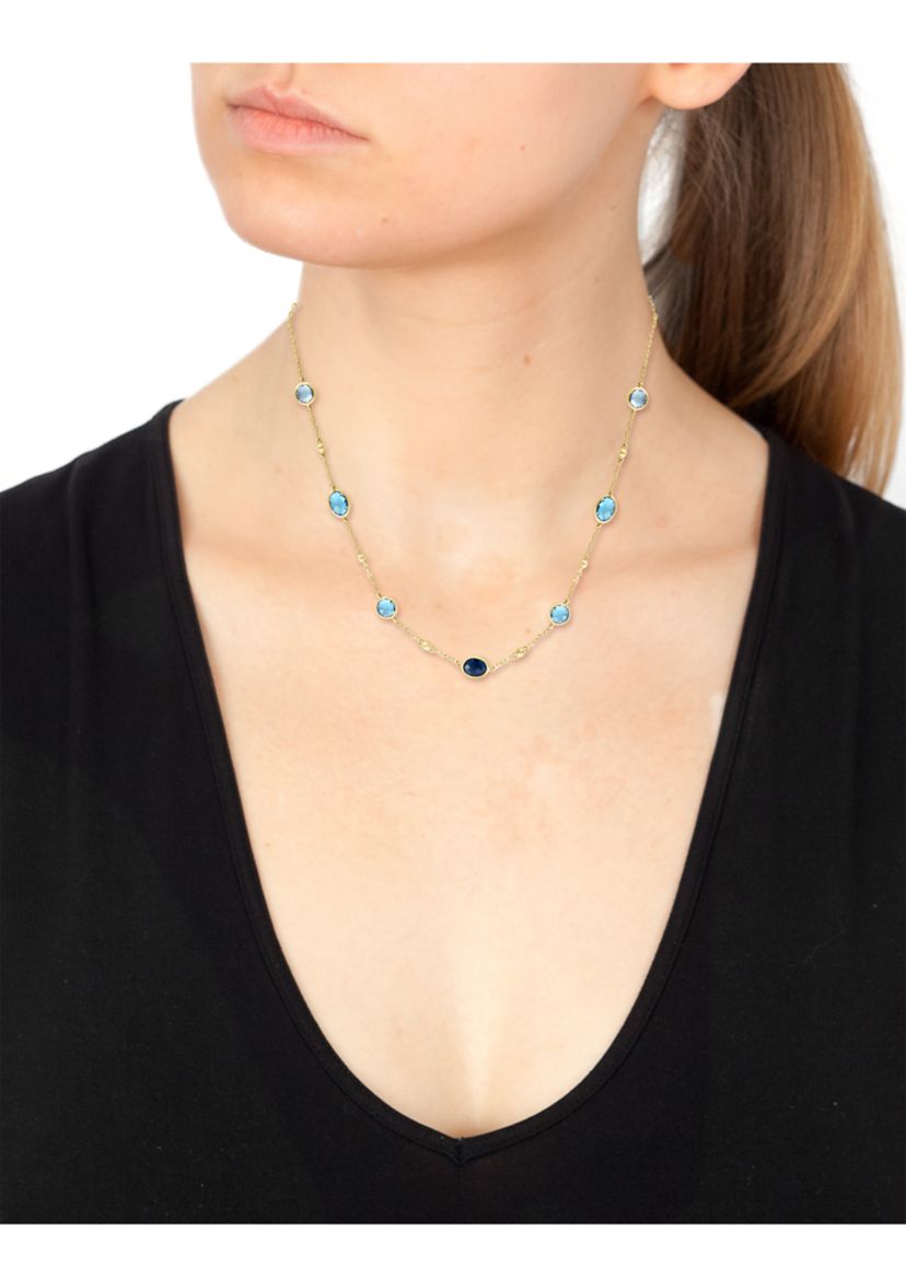 Blue Topaz, London Blue Topaz Necklace in 14K Yellow Gold