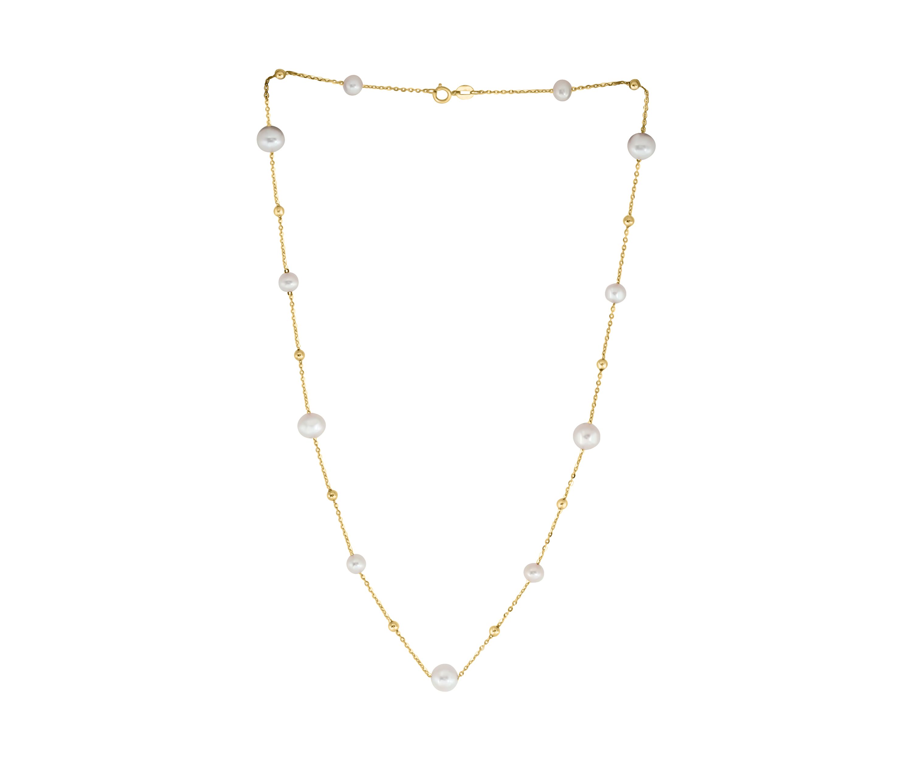 Freshwater Pearl Necklace in 14K Yellow Gold