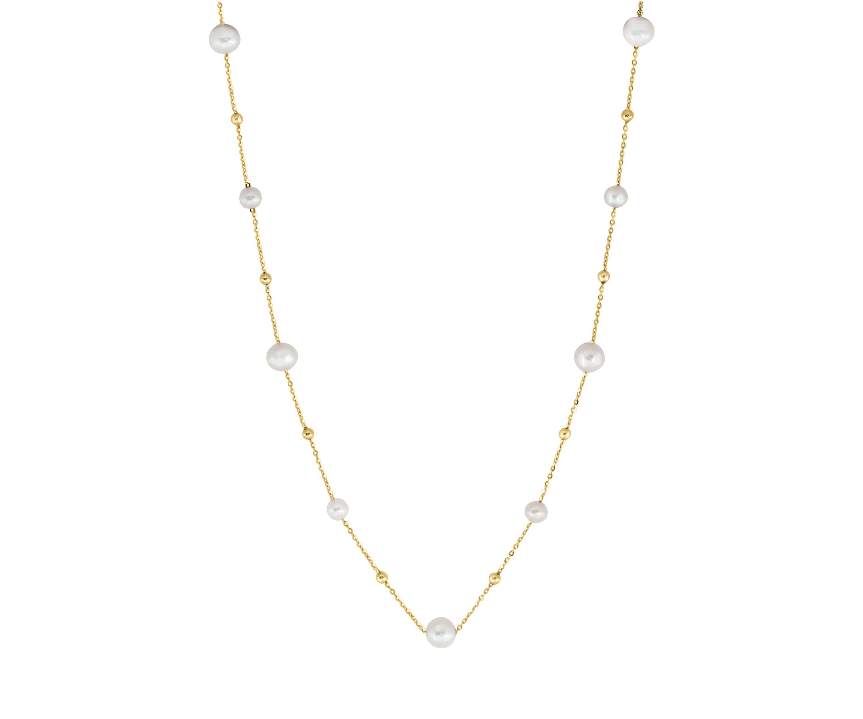 Freshwater Pearl Necklace in 14K Yellow Gold