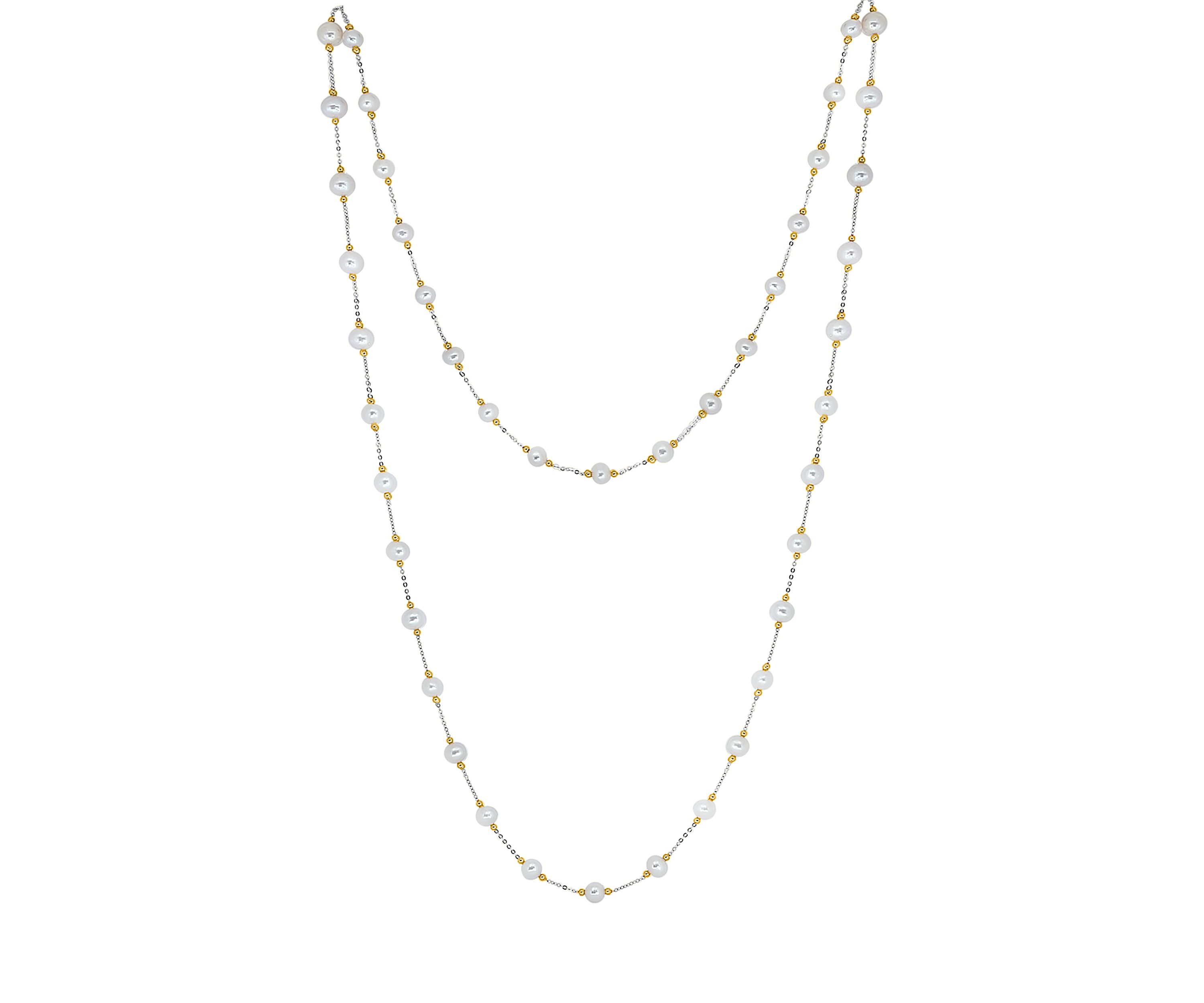 14K Yellow Gold Freshwater Pearl 56" Necklace
