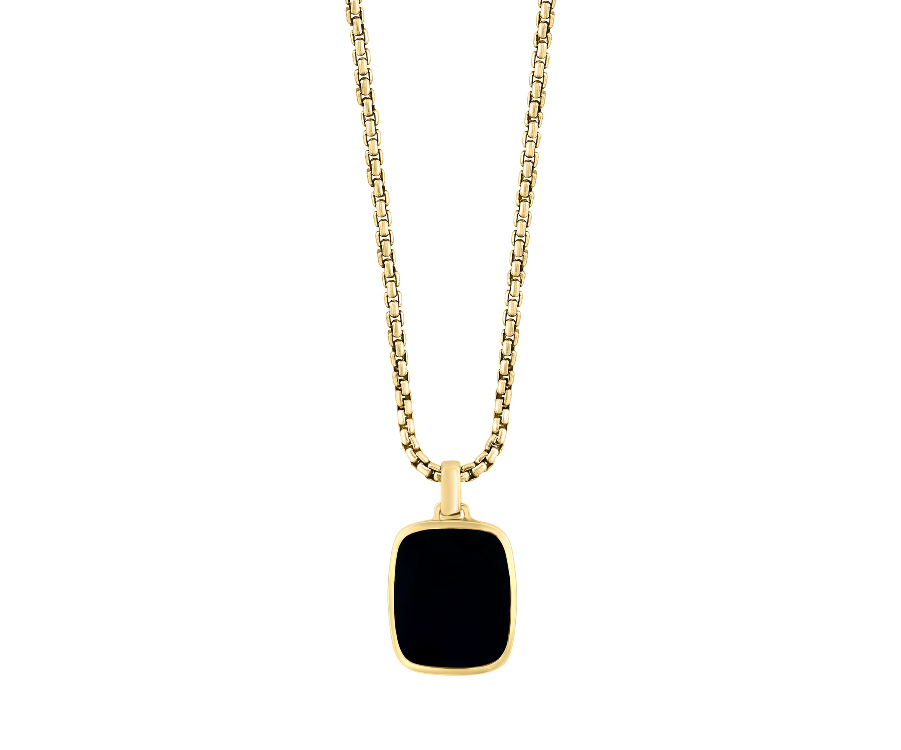 Mens Onyx Pendant Necklace in Gold Over Sterling Silver