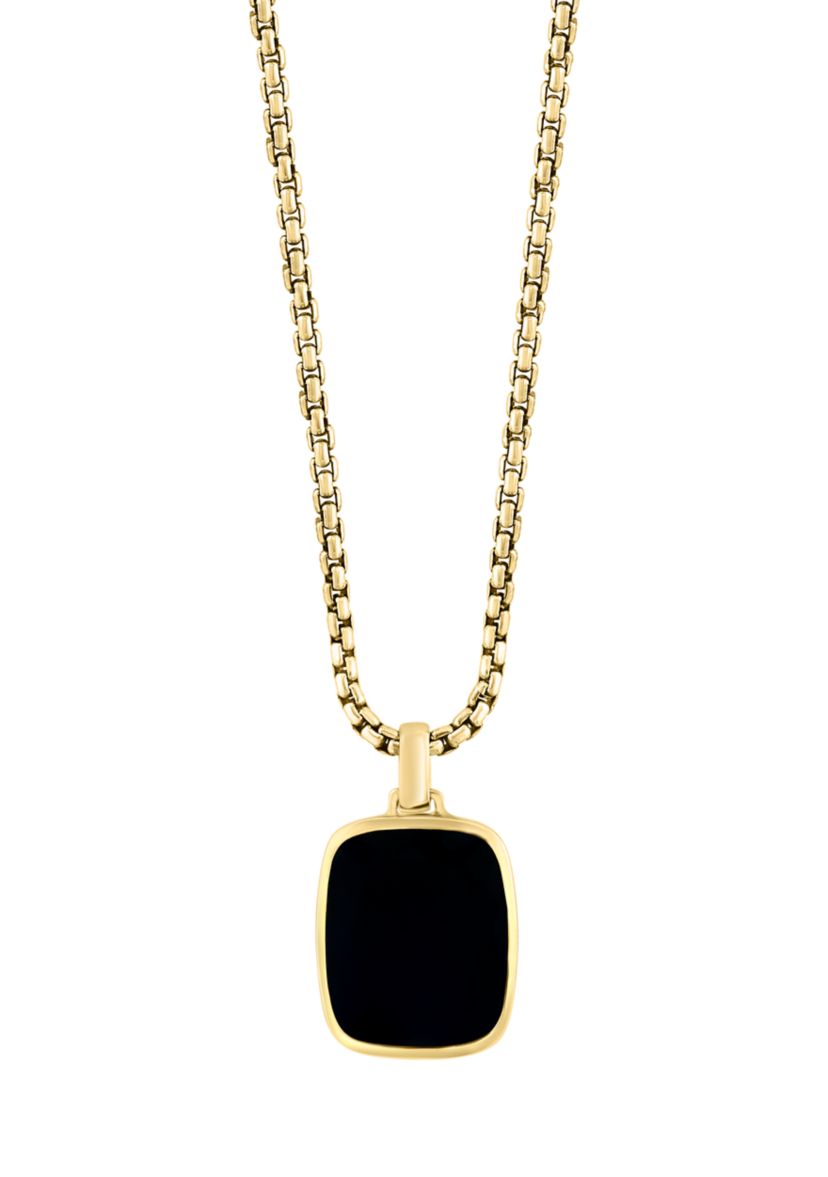 Mens Onyx Pendant Necklace in Gold Over Sterling Silver