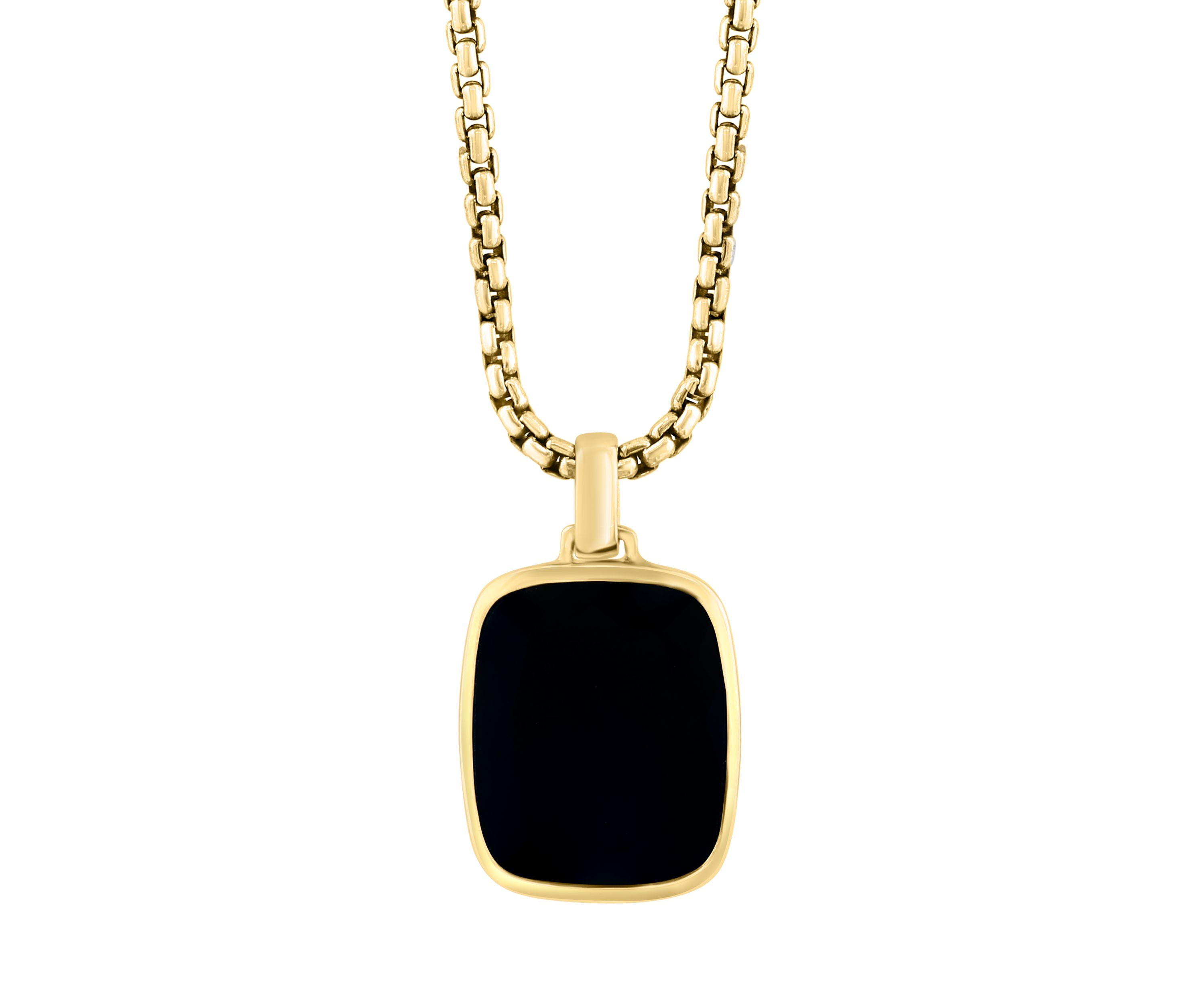 Mens Onyx Pendant Necklace in Gold Over Sterling Silver