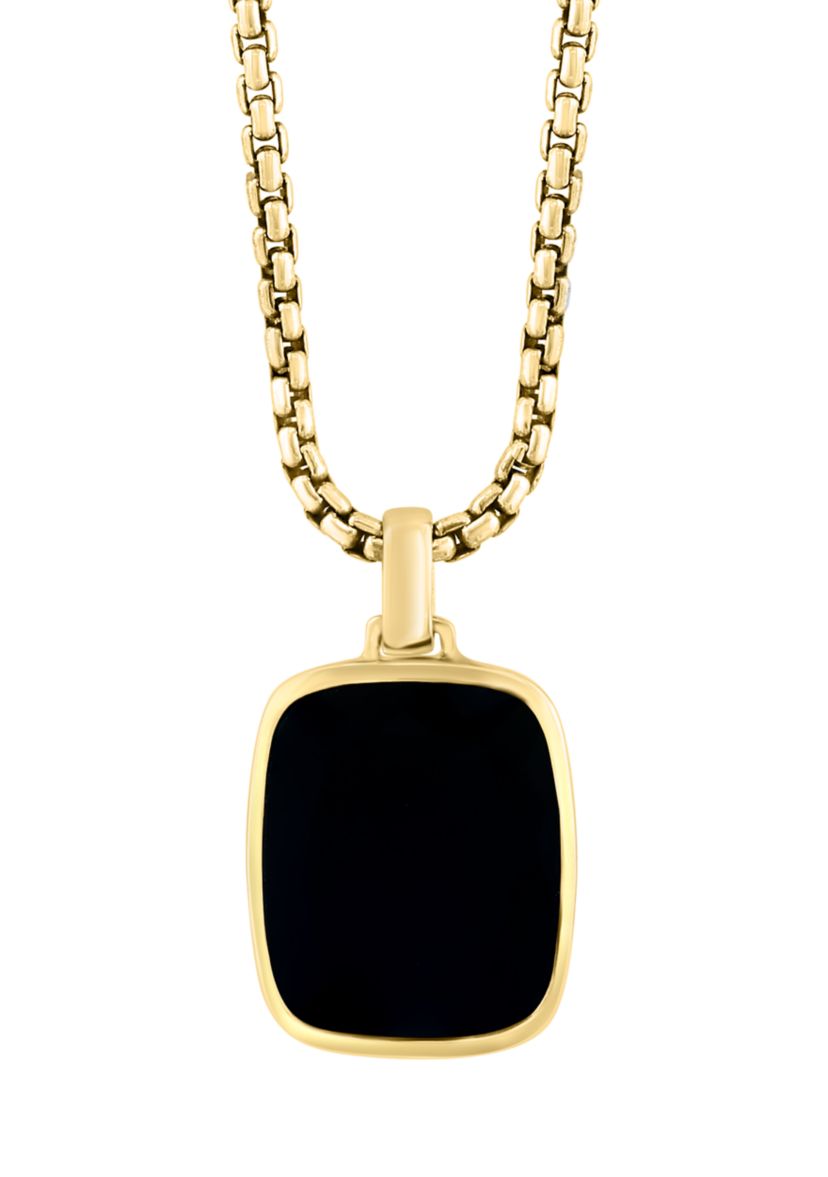 Mens Onyx Pendant Necklace in Gold Over Sterling Silver