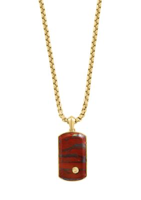 Effy Men's Red Jasper Pendant in Sterling Silver and 18K Rose Gold, 16 in