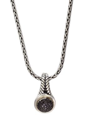 Effy Black Diamond Pendant Necklace In Sterling Silver And 18K Yellow Gold
