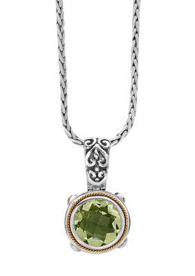 Effy 5.2 Ct. T.w. Green Amethyst Necklace In Sterling Silver And 18K Yellow Gold