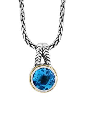 Effy 7.6 ct. t.w. Blue Topaz Cable Pendant Necklace in Sterling Silver, 16 in