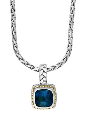 Effy 4.65 ct. t.w. London Blue Topaz Necklace in Sterling Silver and 18k Yellow Gold, 16 in