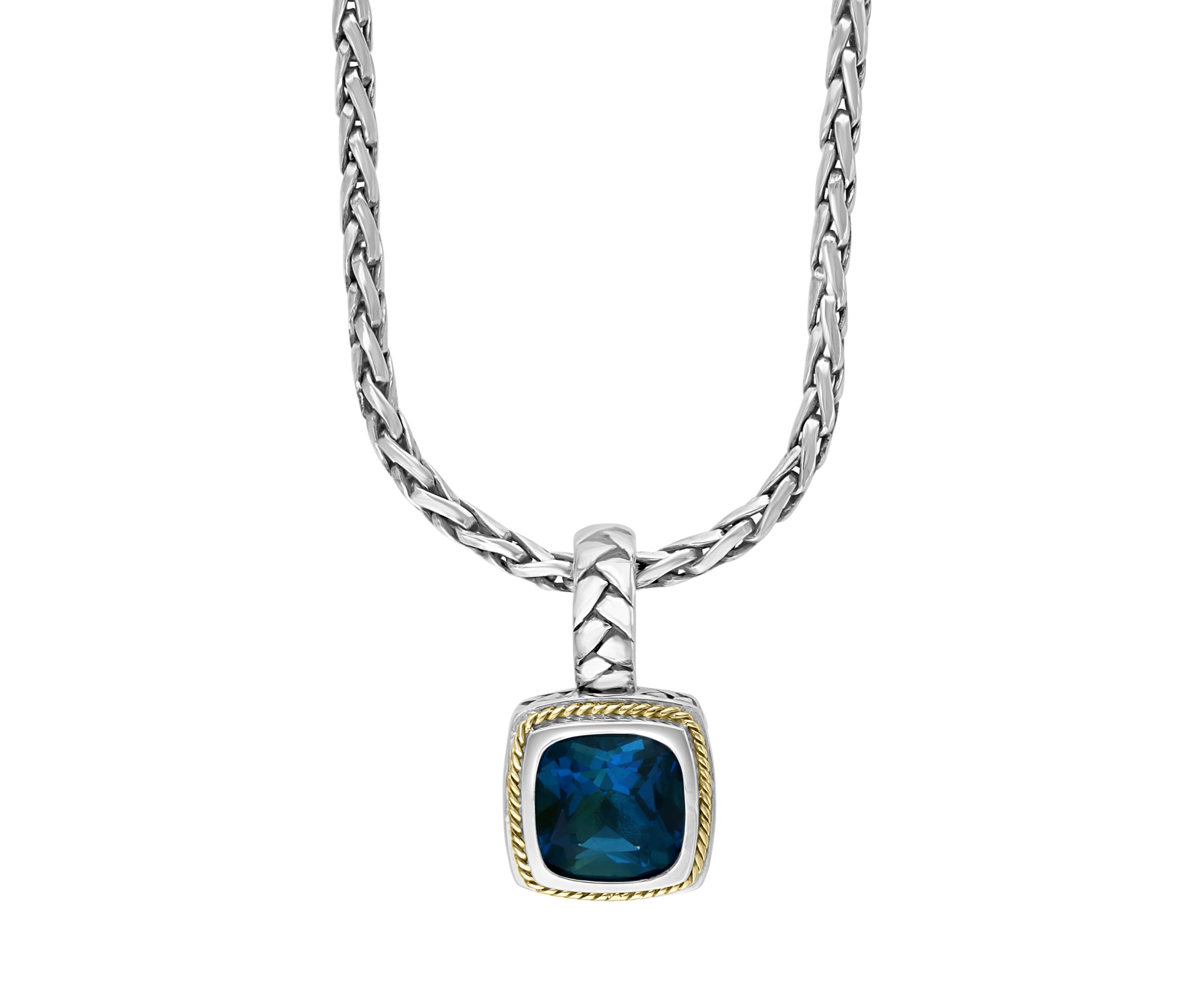 4.65 ct. t.w. London Blue Topaz Necklace in Sterling Silver and 18k Yellow Gold