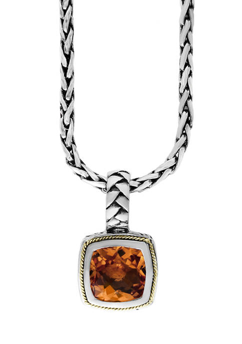 3.95 ct. t.w. Citrine Pendant in Sterling Silver and 18k Yellow Gold