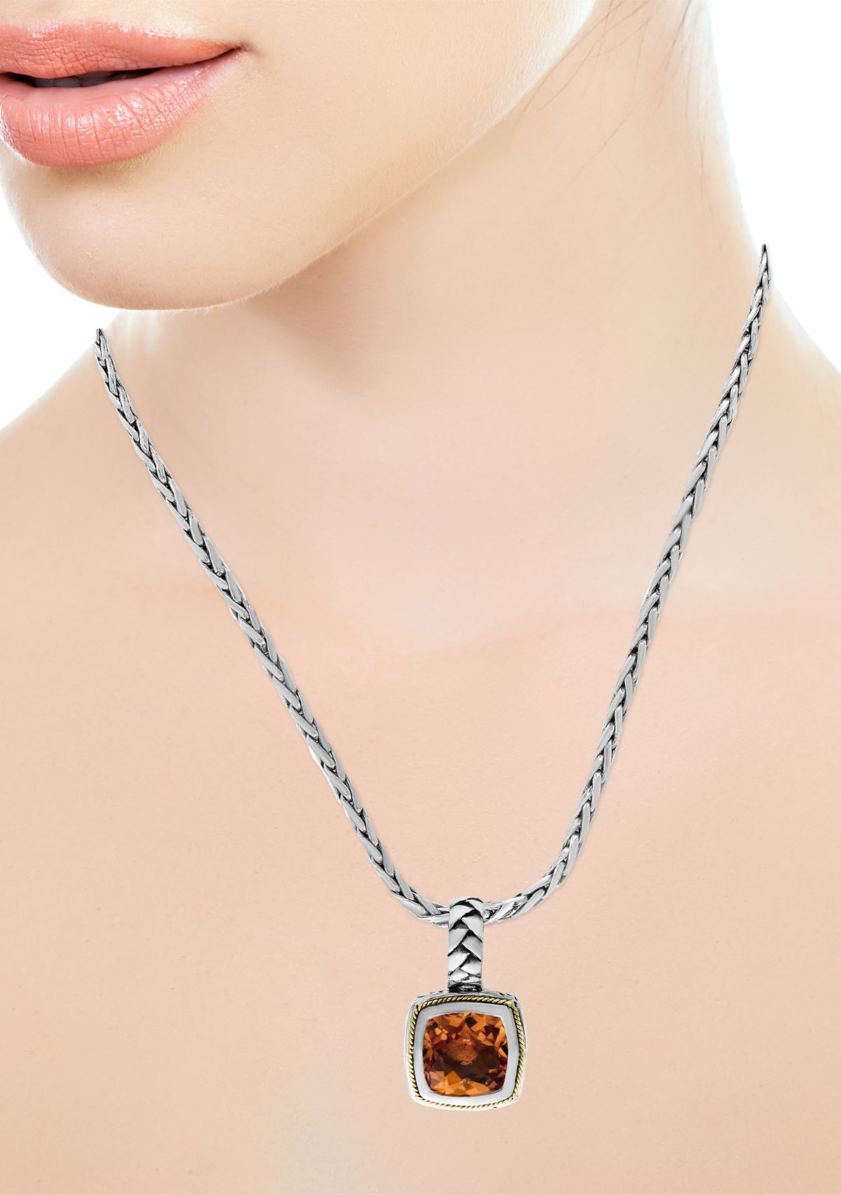 3.95 ct. t.w. Citrine Pendant in Sterling Silver and 18k Yellow Gold