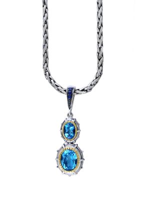 Effy® Blue Topaz and Sapphire Pendant Necklace in Sterling Silver and ...