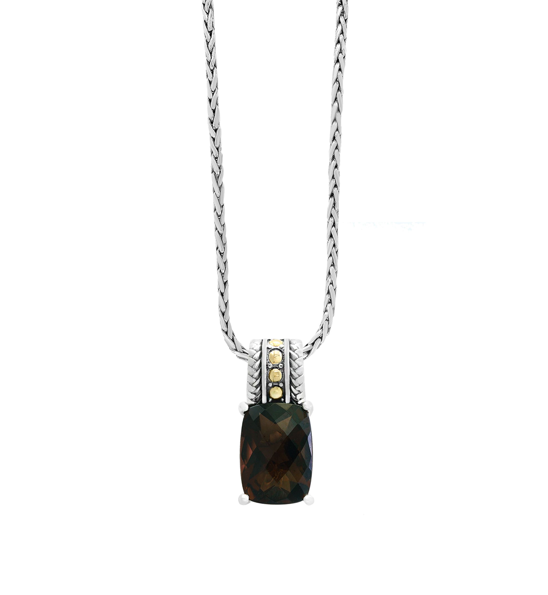 5.55 ct. t.w. Smoky Quartz Pendant Necklace in 18k Yellow Gold and Sterling Silver 