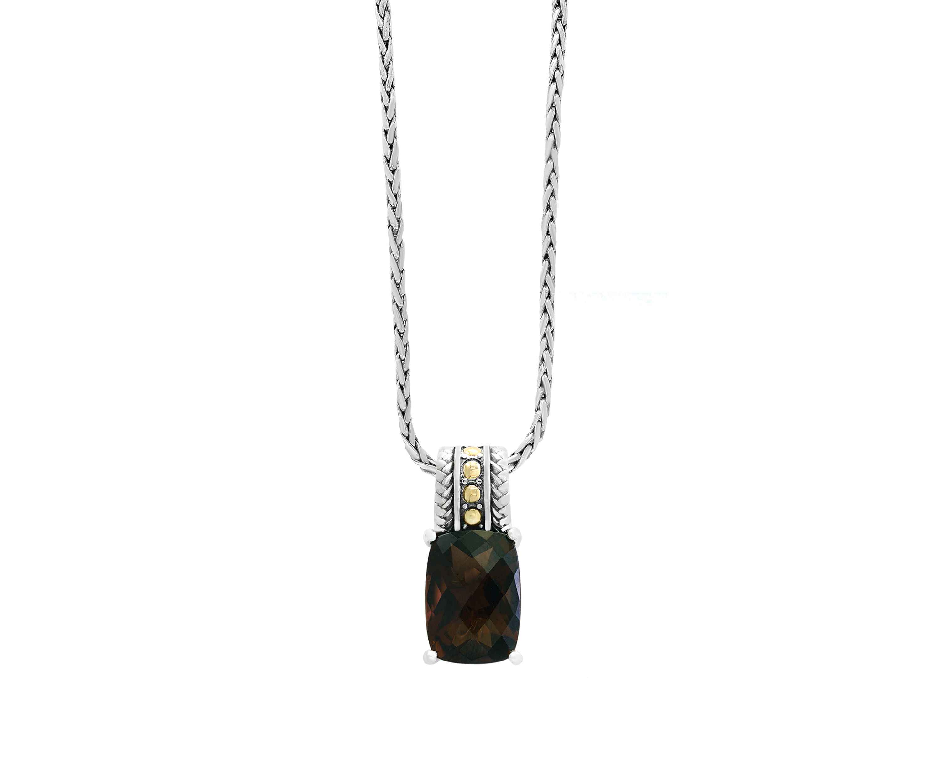 5.55 ct. t.w. Smoky Quartz Pendant Necklace in 18k Yellow Gold and Sterling Silver 