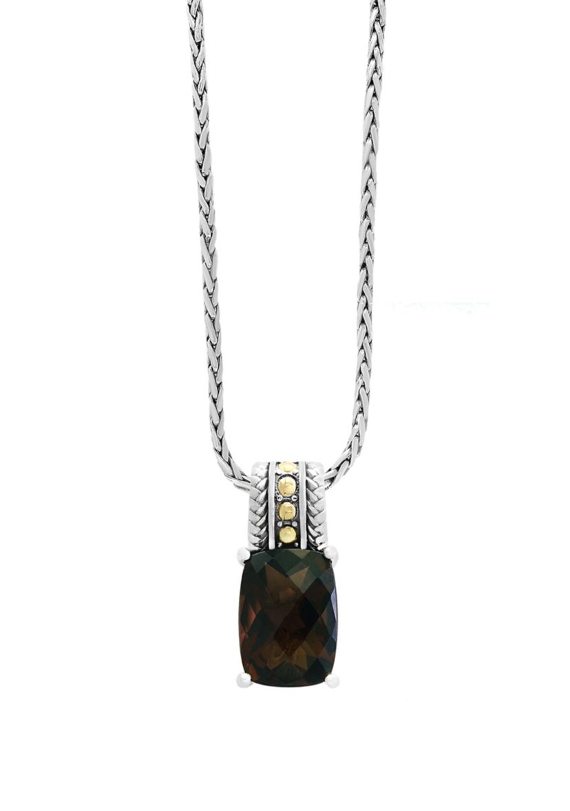 5.55 ct. t.w. Smoky Quartz Pendant Necklace in 18k Yellow Gold and Sterling Silver 