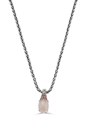 Effy 5.75 Ct. T.w. Pink Quartz And Pink Sapphire Necklace In Sterling Silver