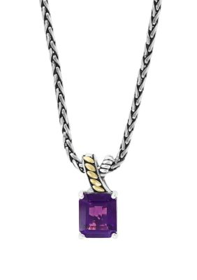 Effy 5.4 Ct. T.w. Amethyst Pendant Necklace In 925 Sterling Silver And 18K Yellow Gold, 16 In -  0617892691225