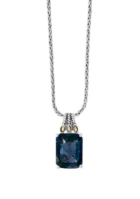 Effy 12.1 Ct. T.w. London Blue Topaz Necklace In 18K Yellow Gold And Sterling Silver