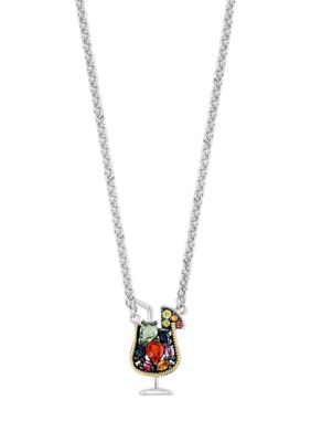 Effy Multi Color Sapphire Cocktail Pendant Necklace In 18K Yellow Gold Over Sterling Silver