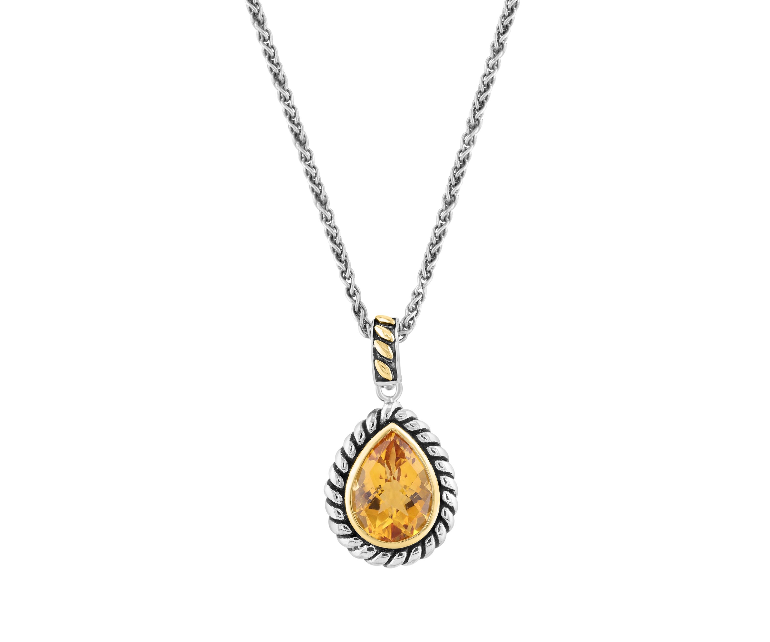 5.2 ct. t.w. Citrine Pear Necklace in Sterling Silver and 18K Yellow Gold