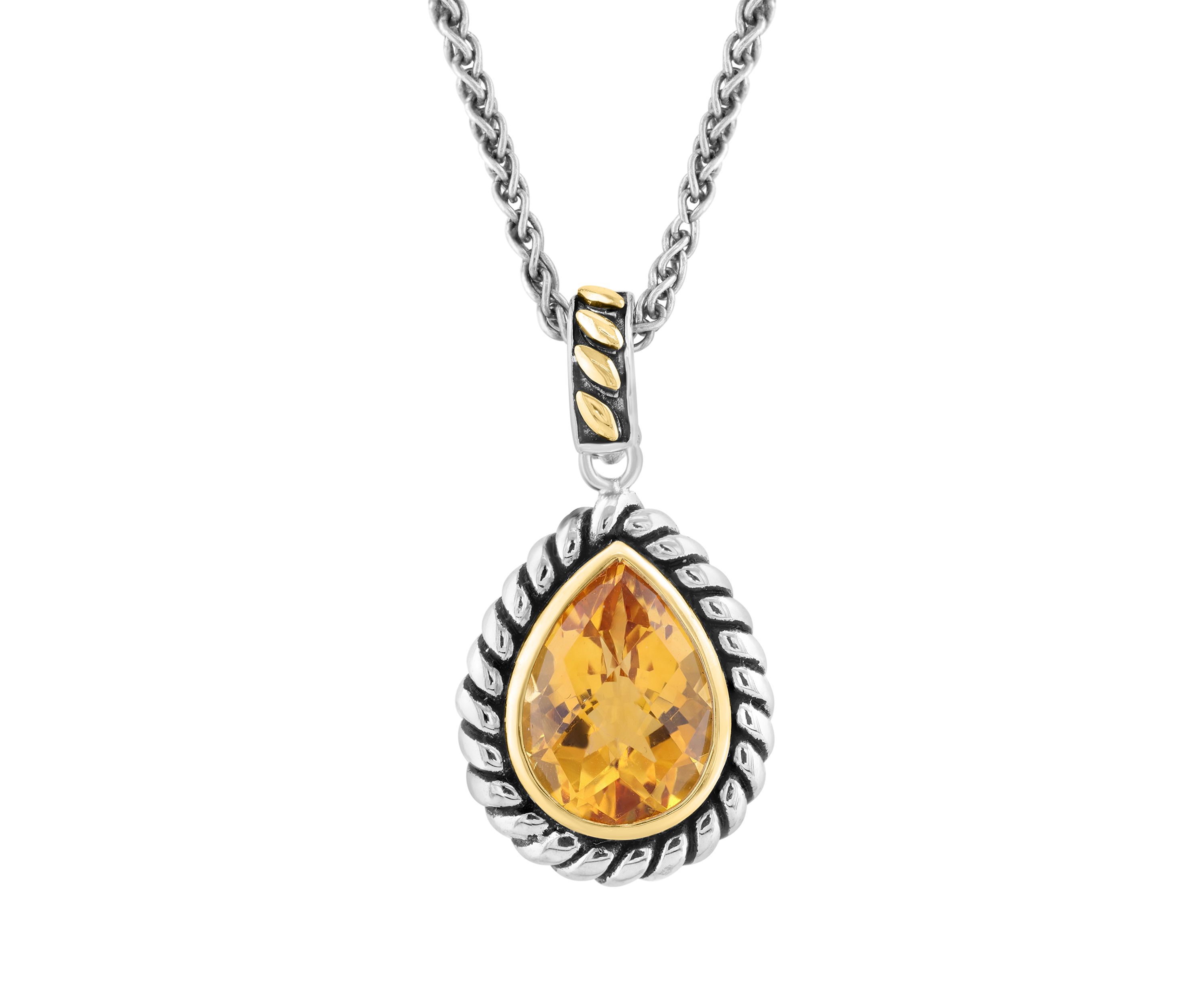 5.2 ct. t.w. Citrine Pear Necklace in Sterling Silver and 18K Yellow Gold