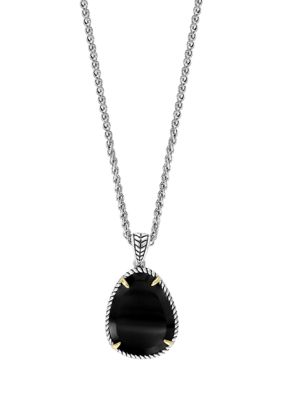 Effy 8.1 Ct. T.w. Onyx Pendant Necklace In Sterling Silver