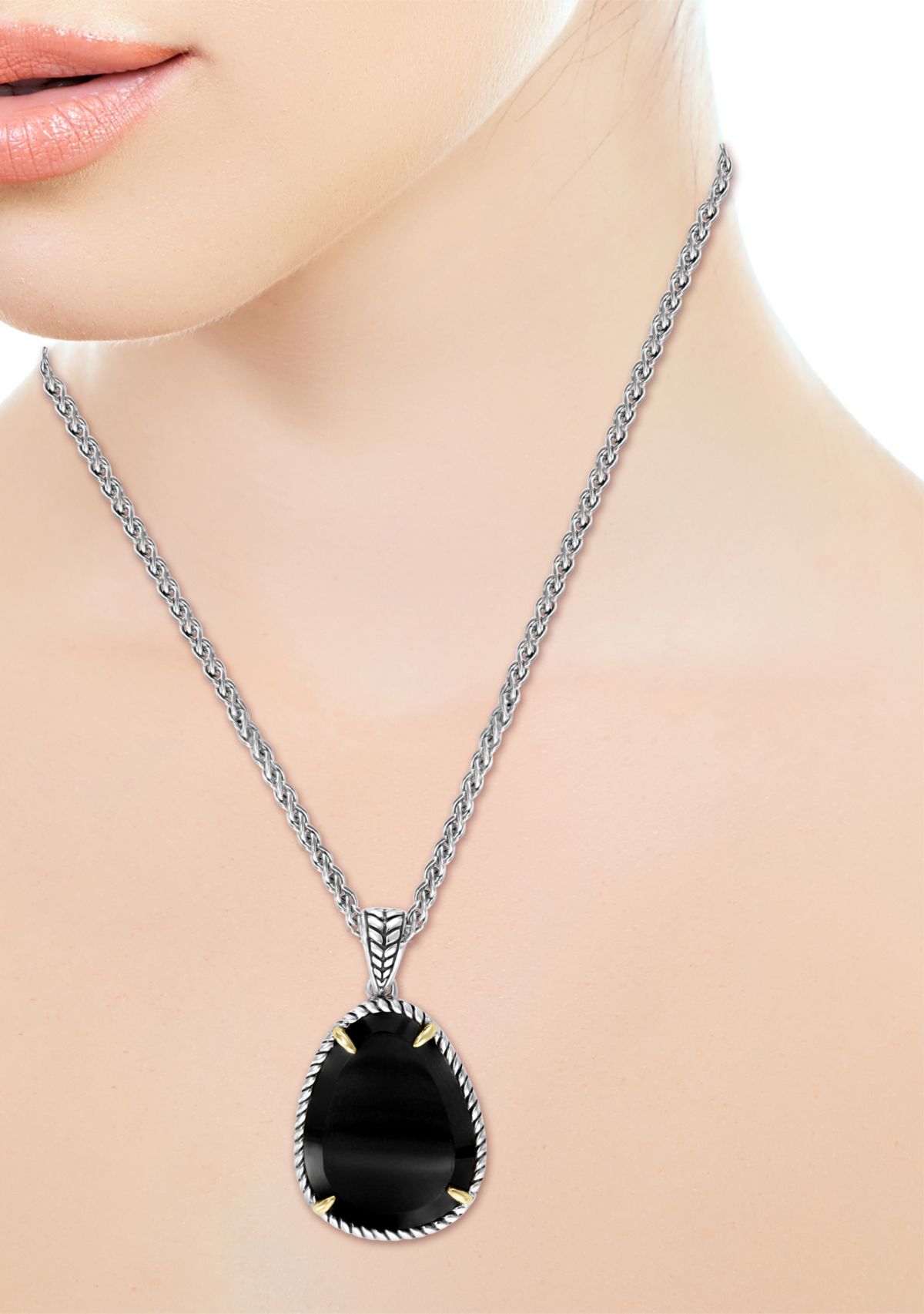 	  8.1 ct. t.w. Onyx Pendant Necklace in Sterling Silver