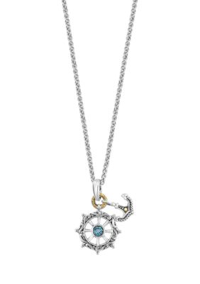 Effy Blue Topaz Wheel Pendant Necklace In Sterling Silver