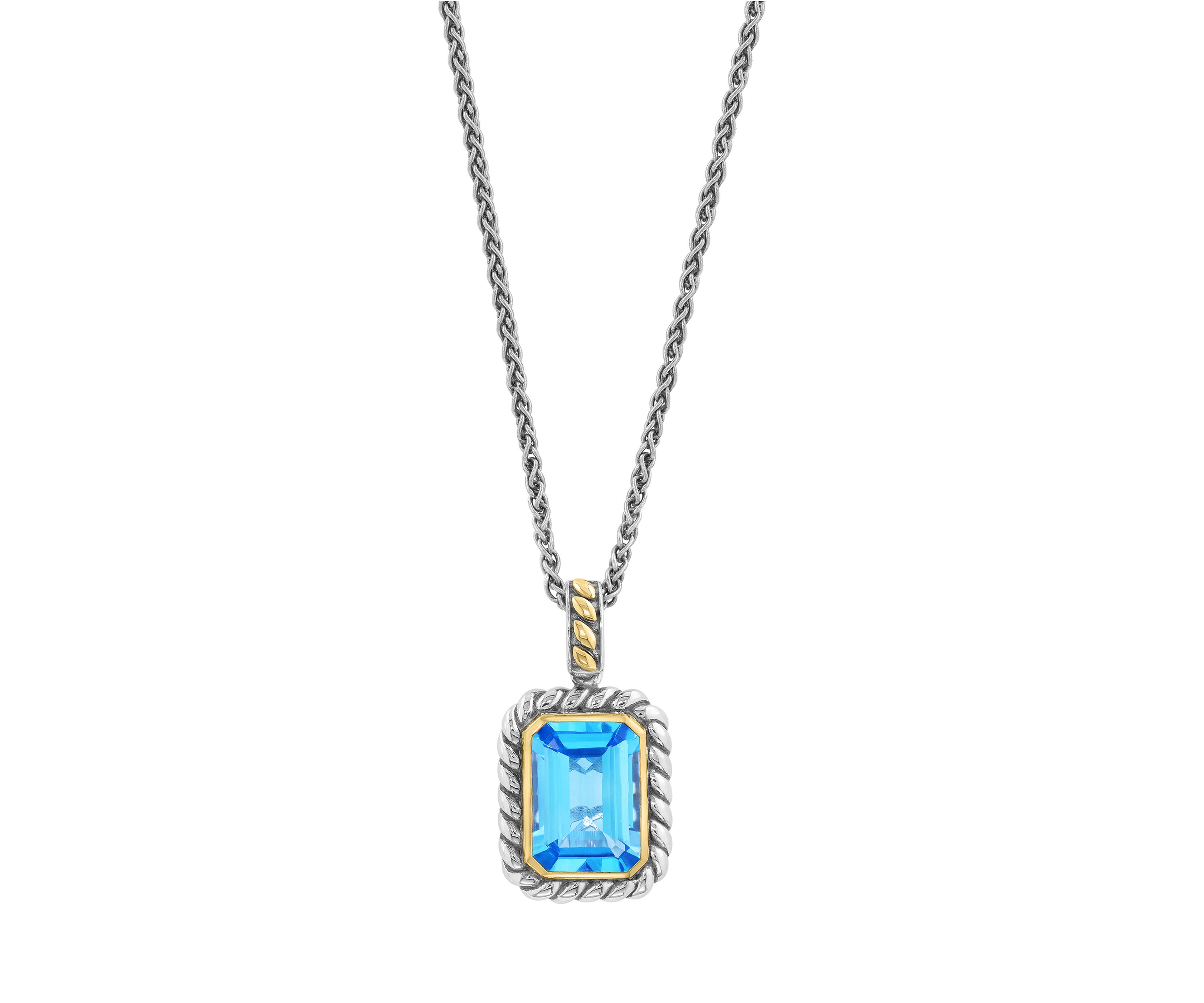 7.5 ct. t.w. Blue Topaz Pendant Necklace in 18K Yellow Gold and Sterling Silver