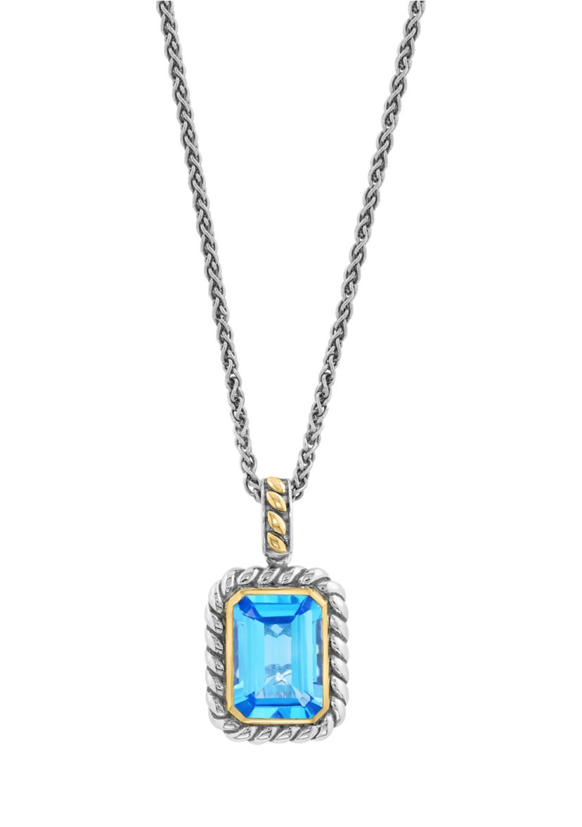 7.5 ct. t.w. Blue Topaz Pendant Necklace in 18K Yellow Gold and Sterling Silver