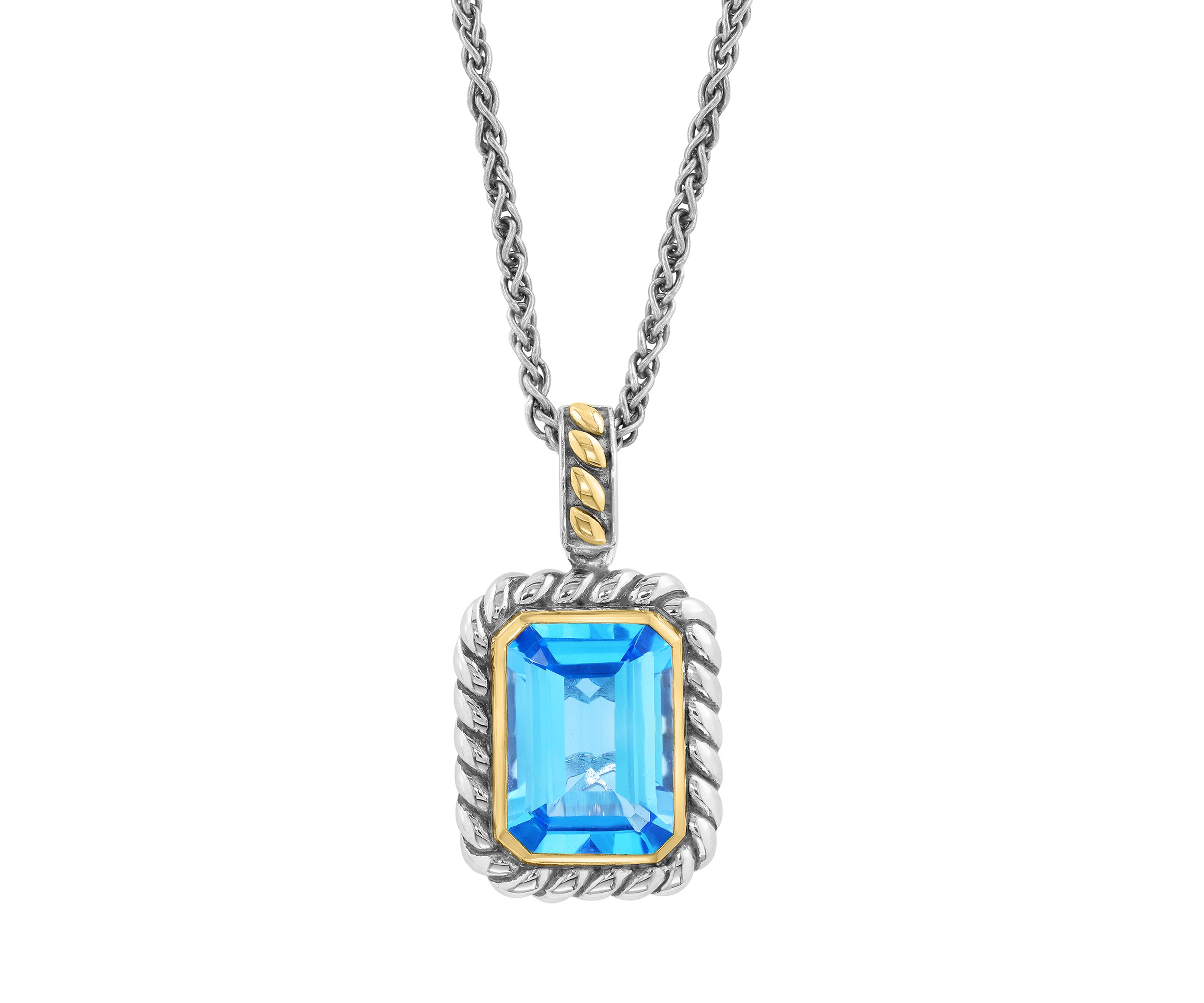 7.5 ct. t.w. Blue Topaz Pendant Necklace in 18K Yellow Gold and Sterling Silver