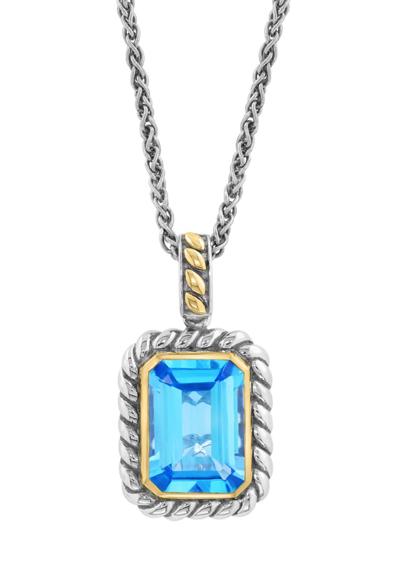 7.5 ct. t.w. Blue Topaz Pendant Necklace in 18K Yellow Gold and Sterling Silver