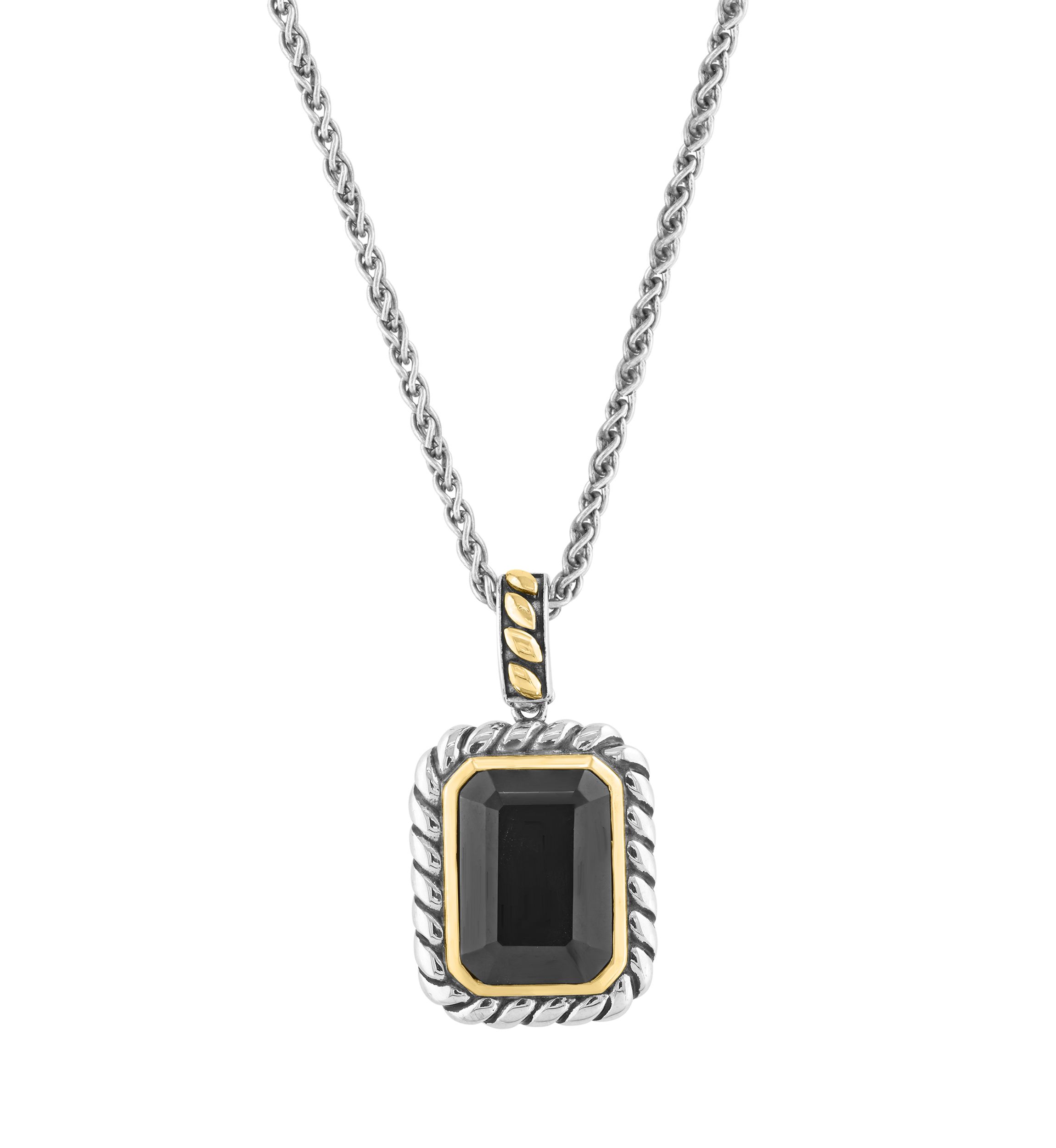 5.7 ct. t.w. Onyx Pendant Necklace in 18k Yellow Gold and Sterling Silver