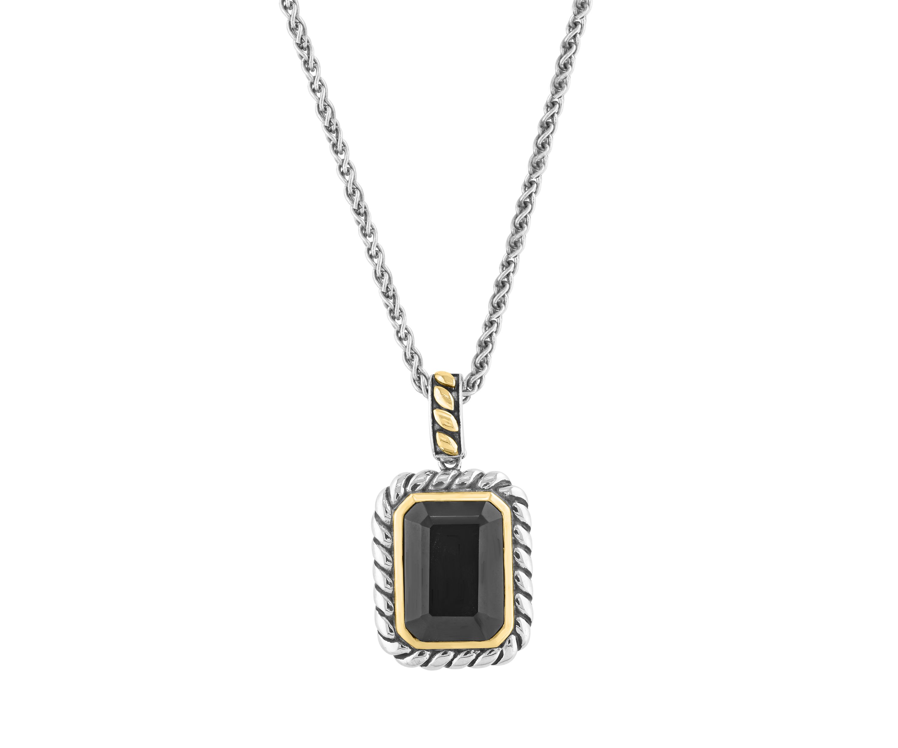 5.7 ct. t.w. Onyx Pendant Necklace in 18k Yellow Gold and Sterling Silver