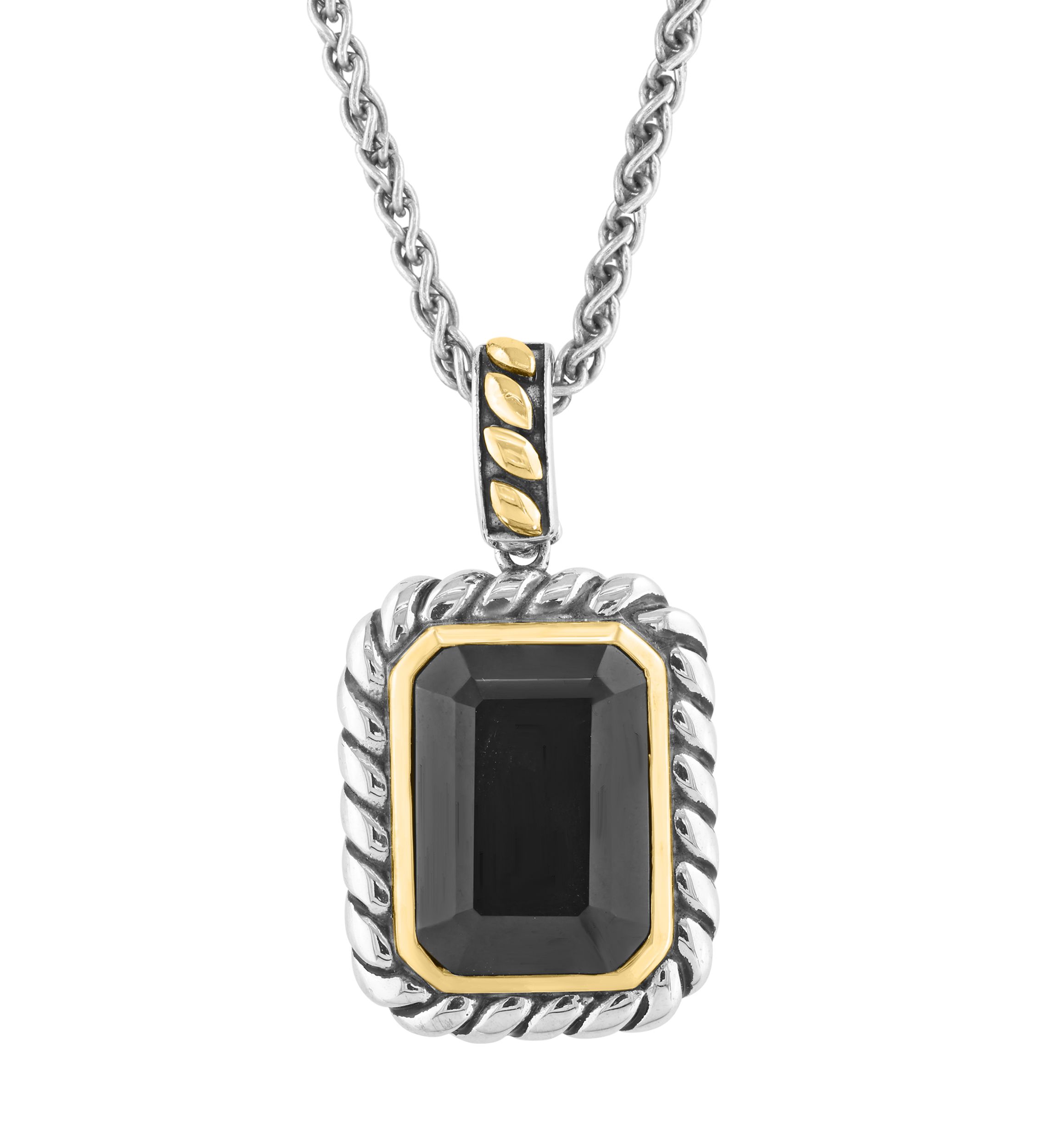 5.7 ct. t.w. Onyx Pendant Necklace in 18k Yellow Gold and Sterling Silver
