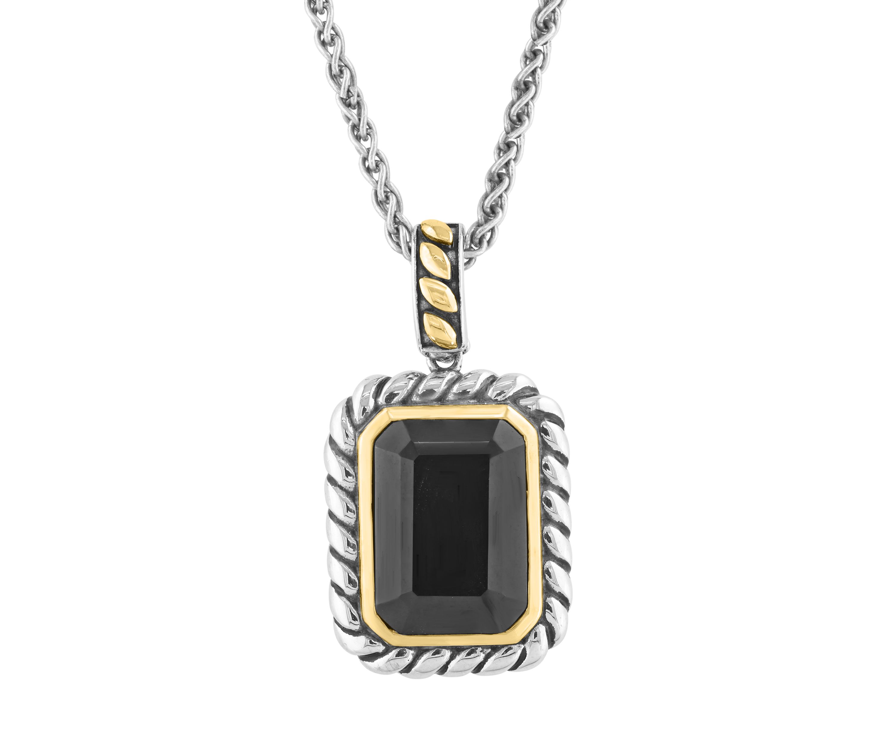 5.7 ct. t.w. Onyx Pendant Necklace in 18k Yellow Gold and Sterling Silver