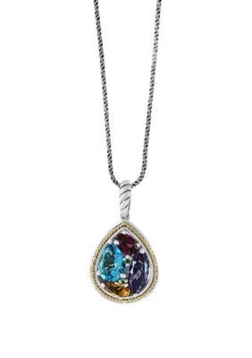 Effy Amethyst, Blue Topaz, Citrine, Rhodolite, Tsavorite Pendant Necklace in Sterling SIlver and 18k Yellow Gold -  5400451IPLVM490M1