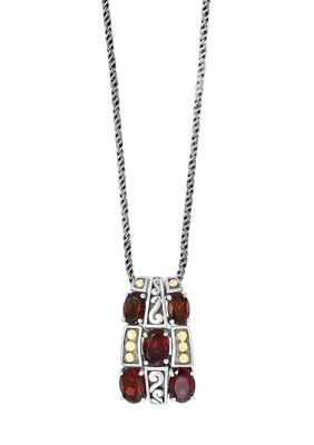 Effy Garnet Pendant Necklace In Sterling Silver And 18K Yellow Gold
