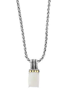 Effy Opal Emerald Cut Pendant Necklace In Sterling Silver And 18K Yellow Gold