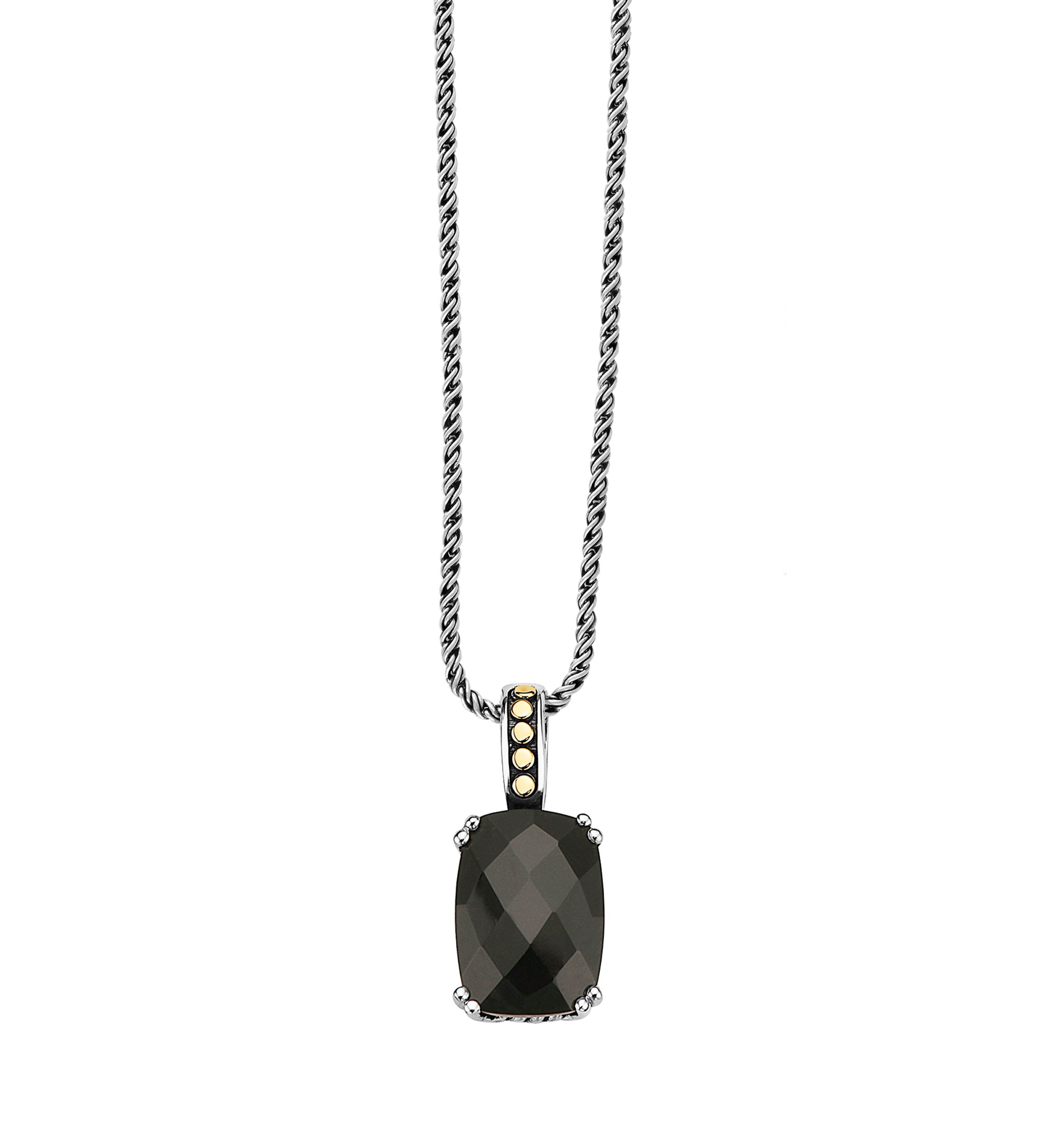 Onyx Pendant Necklace in 18K Sterling Silver